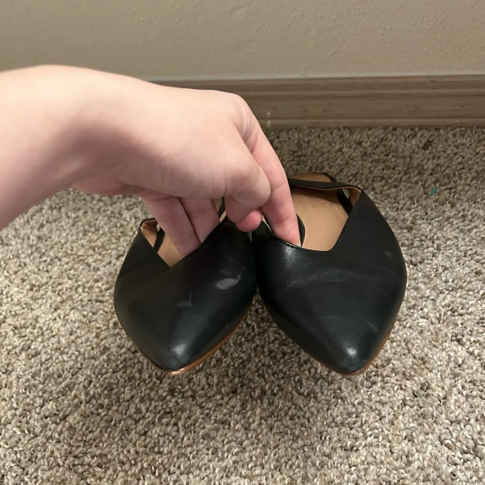 Madewell The Ava Slingback Flat Leather Black Size 7 Women's Business Travel Tan - Picture 3 of 11